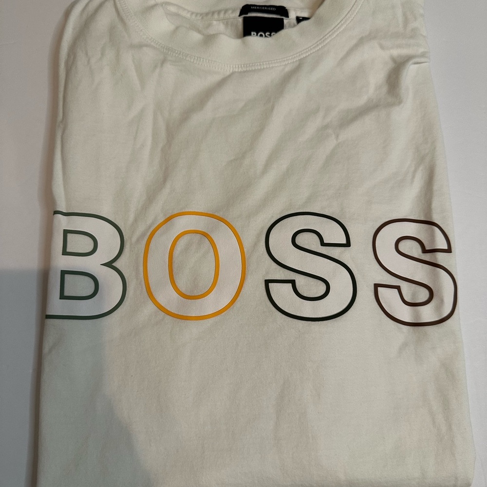 BOSS Men's Cream Logo Tee